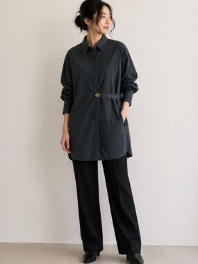 Koton Dark Slate Button-Accent Shirt Dress